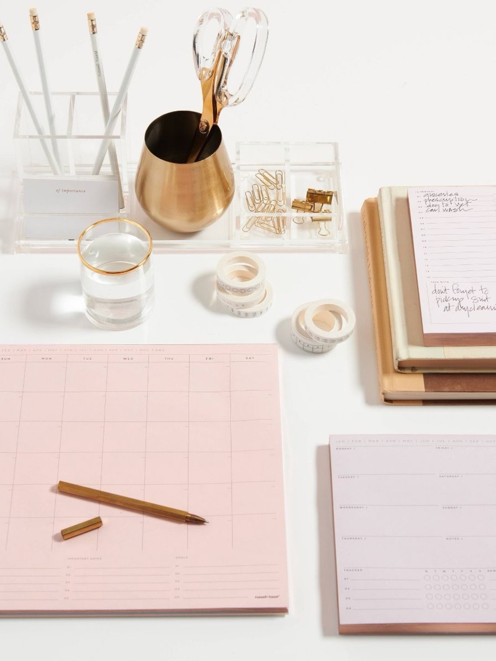 Undated 3ct Notepad Desk Planning Set Blush - russell+hazel: Desktop Calendar &